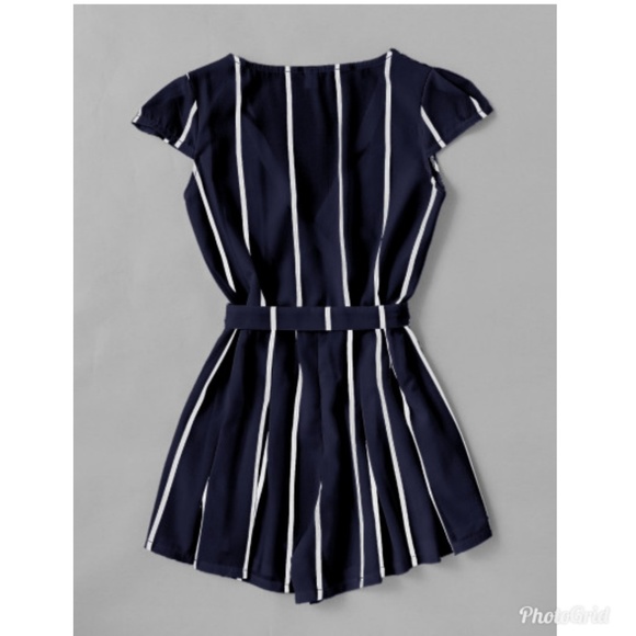 Stripe romper with belt (brand new) - Picture 2 of 2